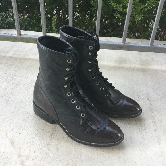 Laredo Shoes - VTG Oxblood Laredo Roper Kiltie Cowboy Boots Sz 9